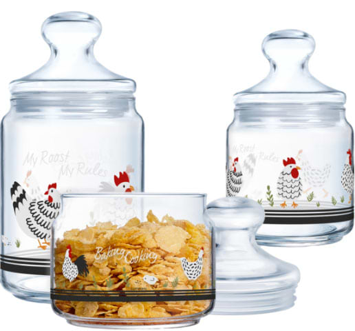 Набір ємностей для сипучих Luminarc CLUB MY ROOST MY RULE 3х0.5, 0.75, 1 л (X1075) - Фото 1