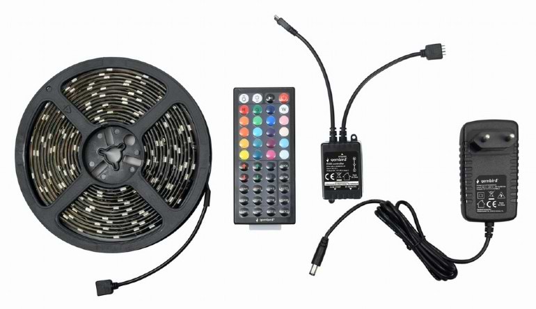 Світлодіодна стрічка Gembird с RGB подсветкой 5m кабель с питанием 1.5m (LED-S-RGB500-01) - Фото 1