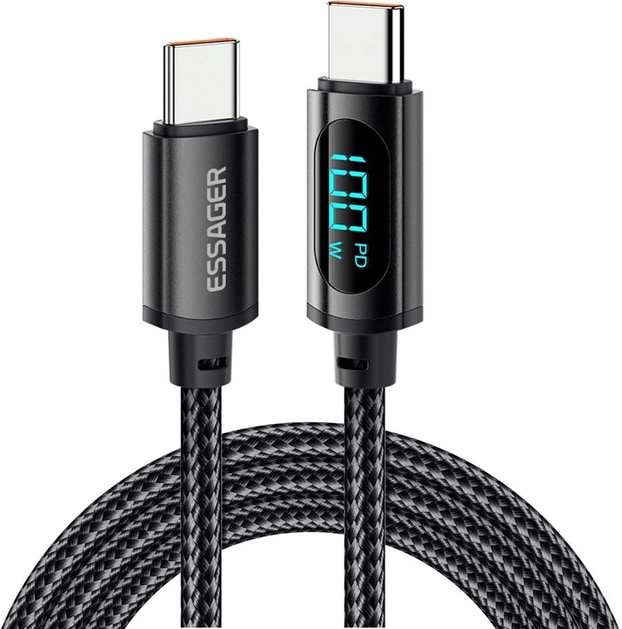 Кабель Essager Enjoy LED Digital Display USB Charging Cable Type C to Type C 100W 2m Black (EXCTT1-XYA01-P)