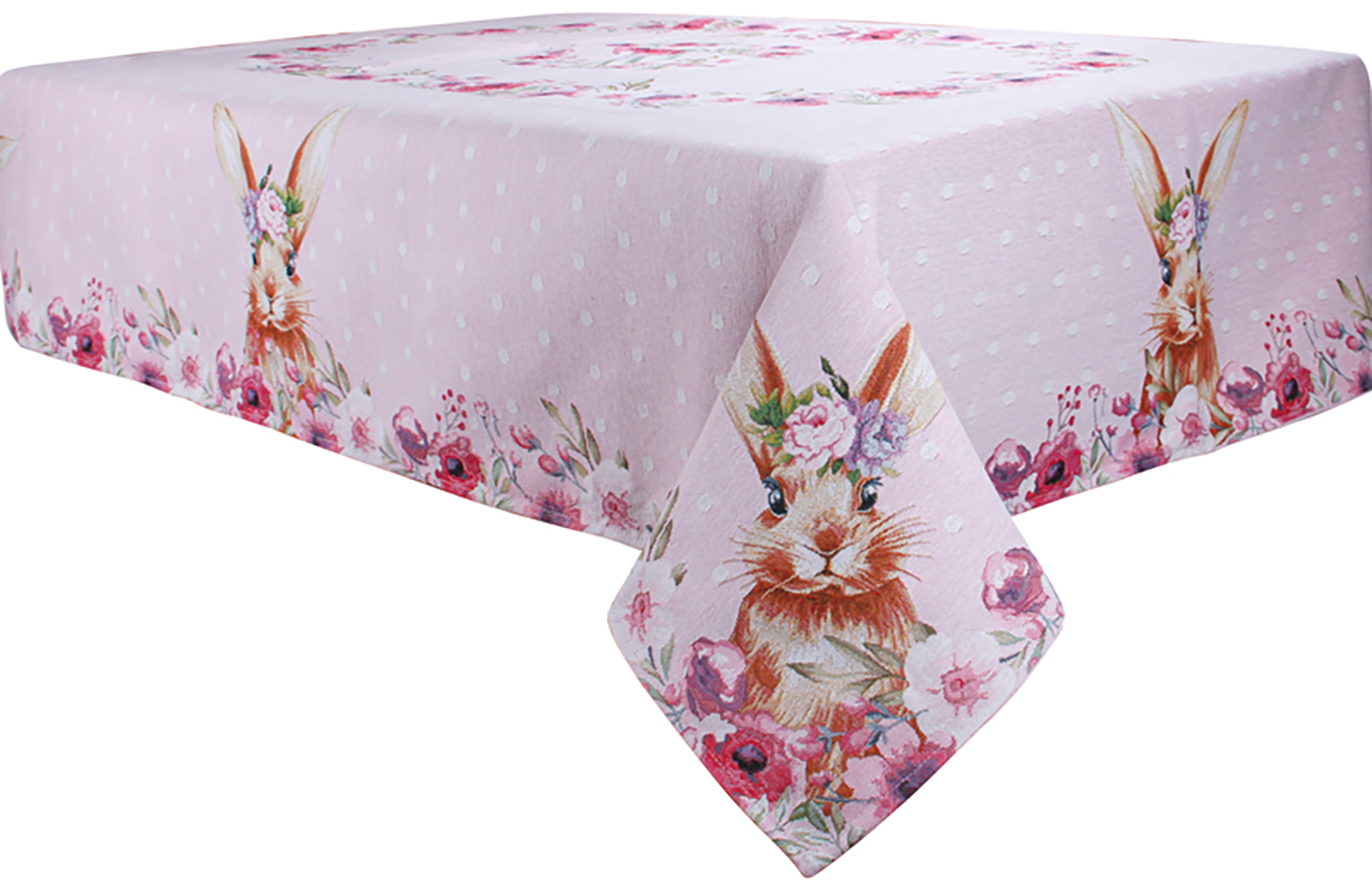 Скатертина прямокутна Lefard Гобеленова 140x260 см рожева (711-088)