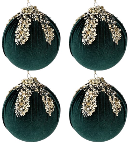 Набір ялинкових іграшок Lefard темно-зелений 10 см 4 шт. (681-093)