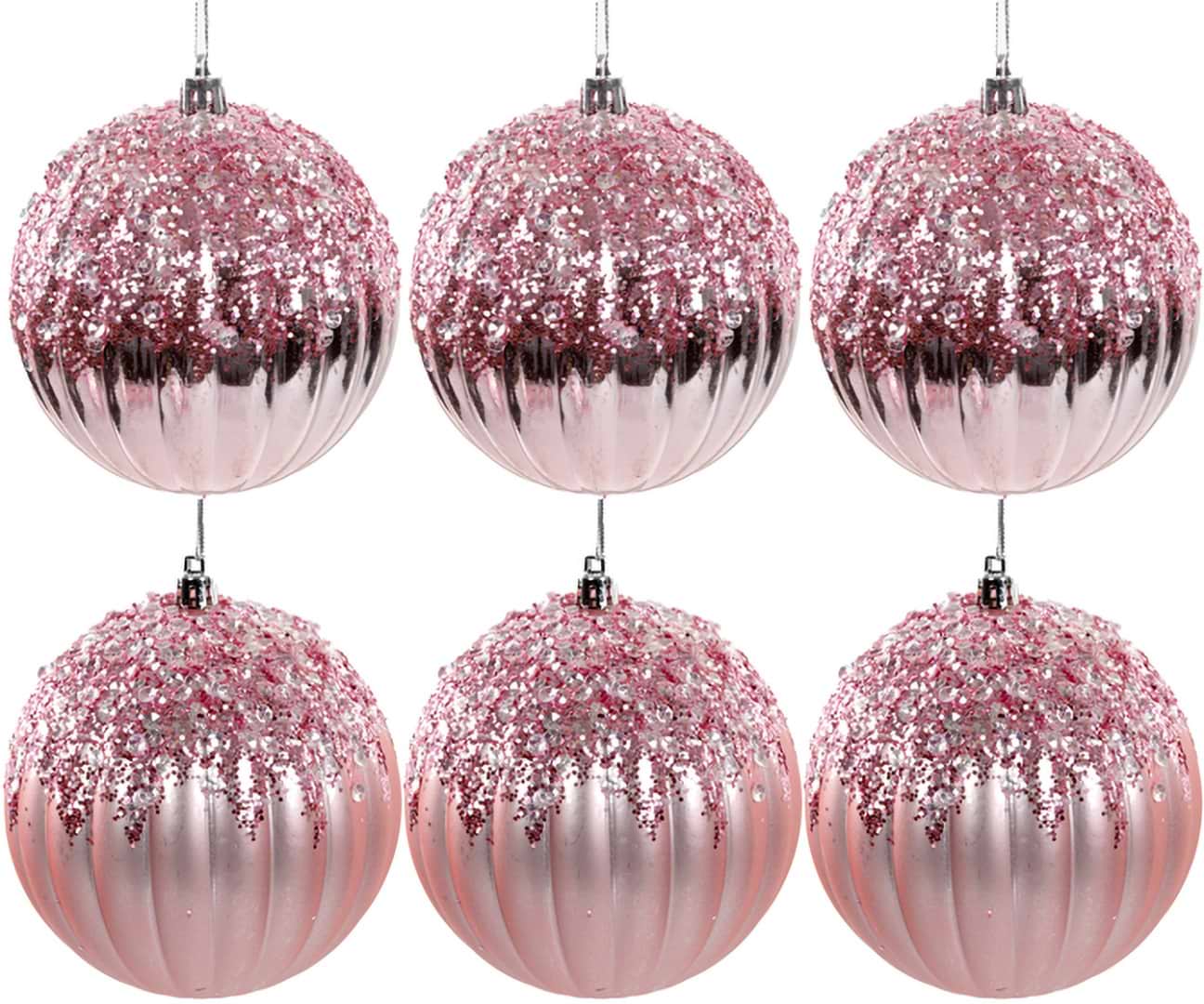 Набір ялинкових іграшок Lefard 6 шт. 10 см рожевий (822-037)