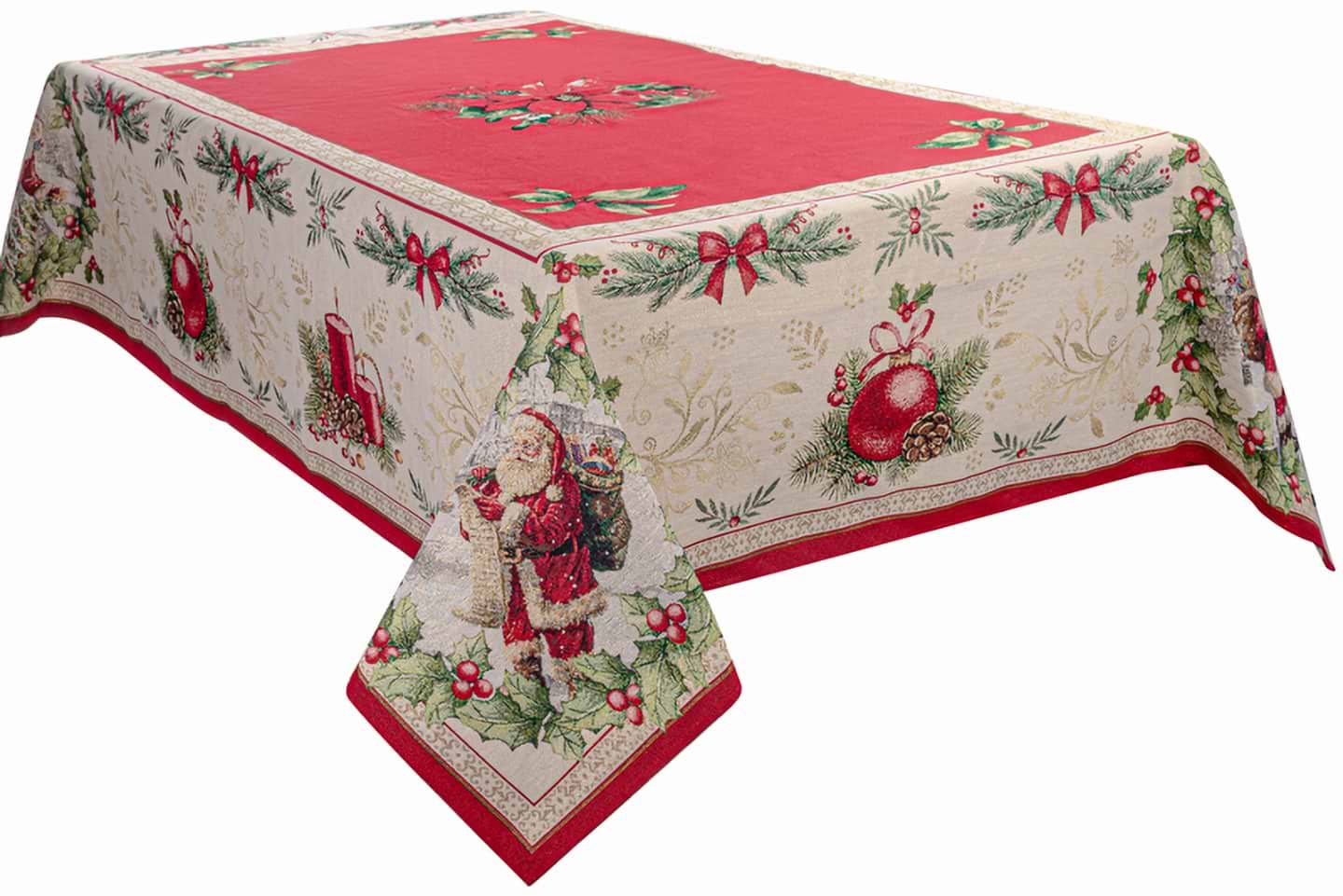 Скатерть прямоугольная Lefard гобеленовая новогодняя с люрексом Deniska 140x180 см (716-164)