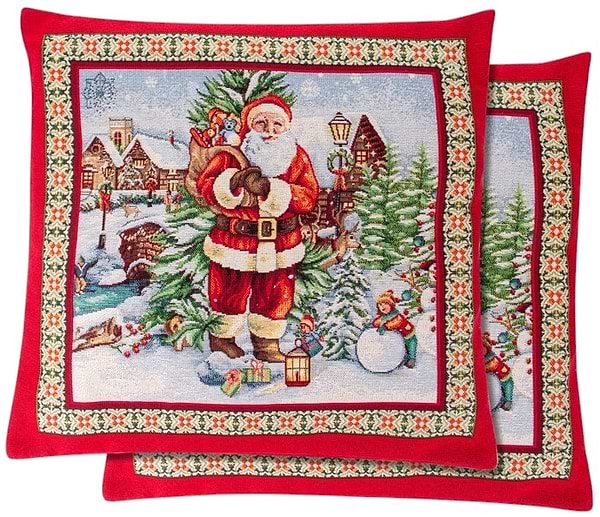 Фото - Наволочка Lefard двостороння новорічна гобеленова з люрексом Kemi 45x45 см (732-244)