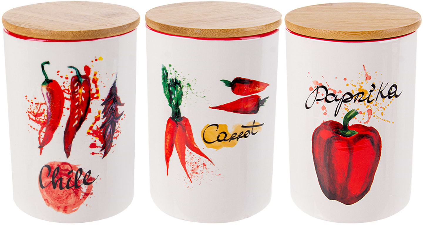 Набор емкостей для сыпучих Lefard Hot vegetables 1000 мл 3 шт. (940-290)