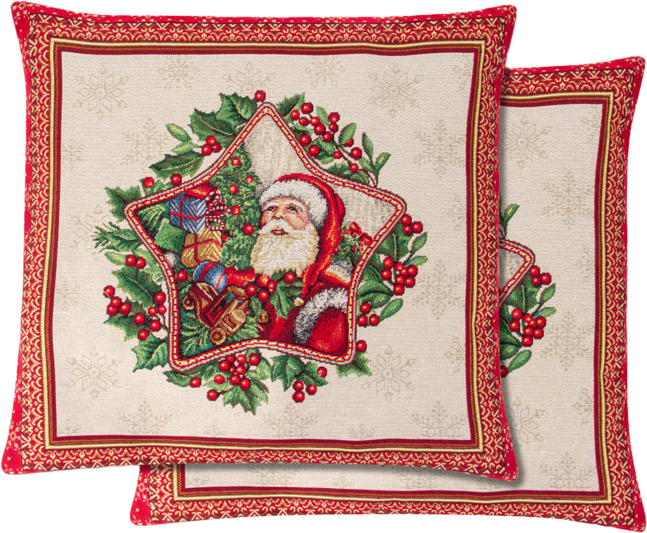 Наволочка Lefard двухсторонняя новогодняя гобеленовая с люрексом Niko 45x45 см (732-242)