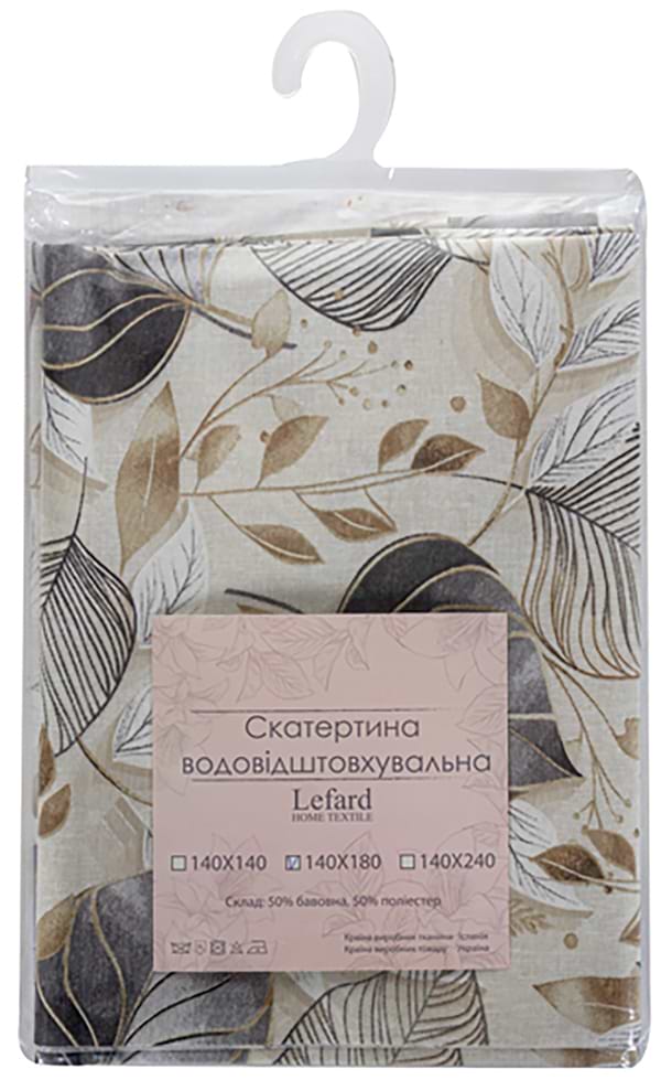 Фото - Скатертина прямокутна Lefard водовідштовхувальна Paladium сірий 140х180 см (715-418)