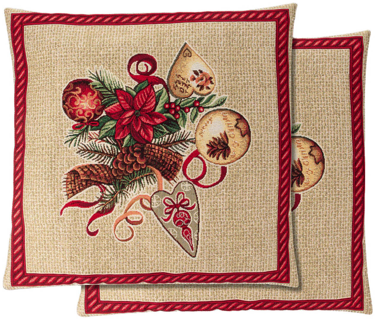 Наволочка Lefard двостороння новорічна гобеленова з люрексом Santa claus 45x45 см (732-245)