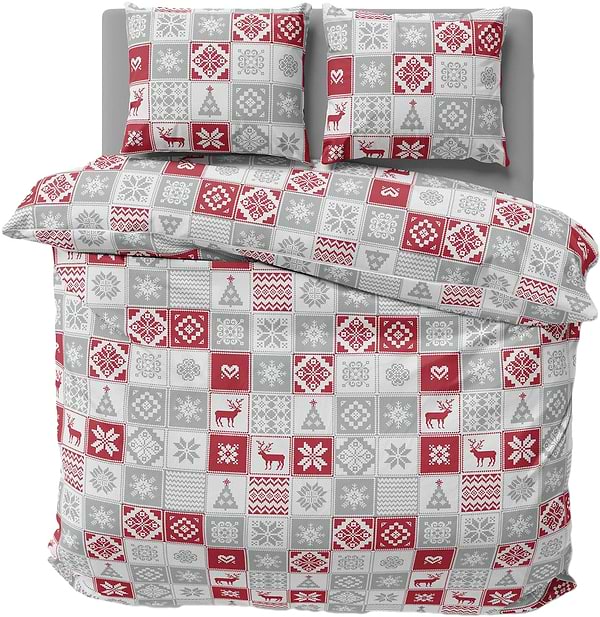 Фото - Комплект постельного белья Lelit Полисатин Светло-серый с красным Р-0173 полуторный (1198355)