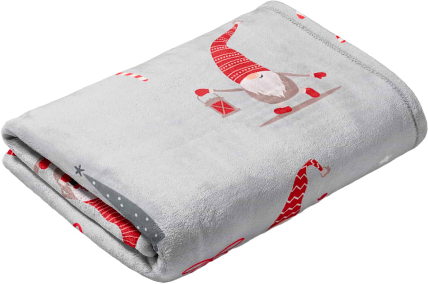 Плед полуторний Lelit Новорічний Сірий з гномами 150х200 см (1201617) - Фото 1