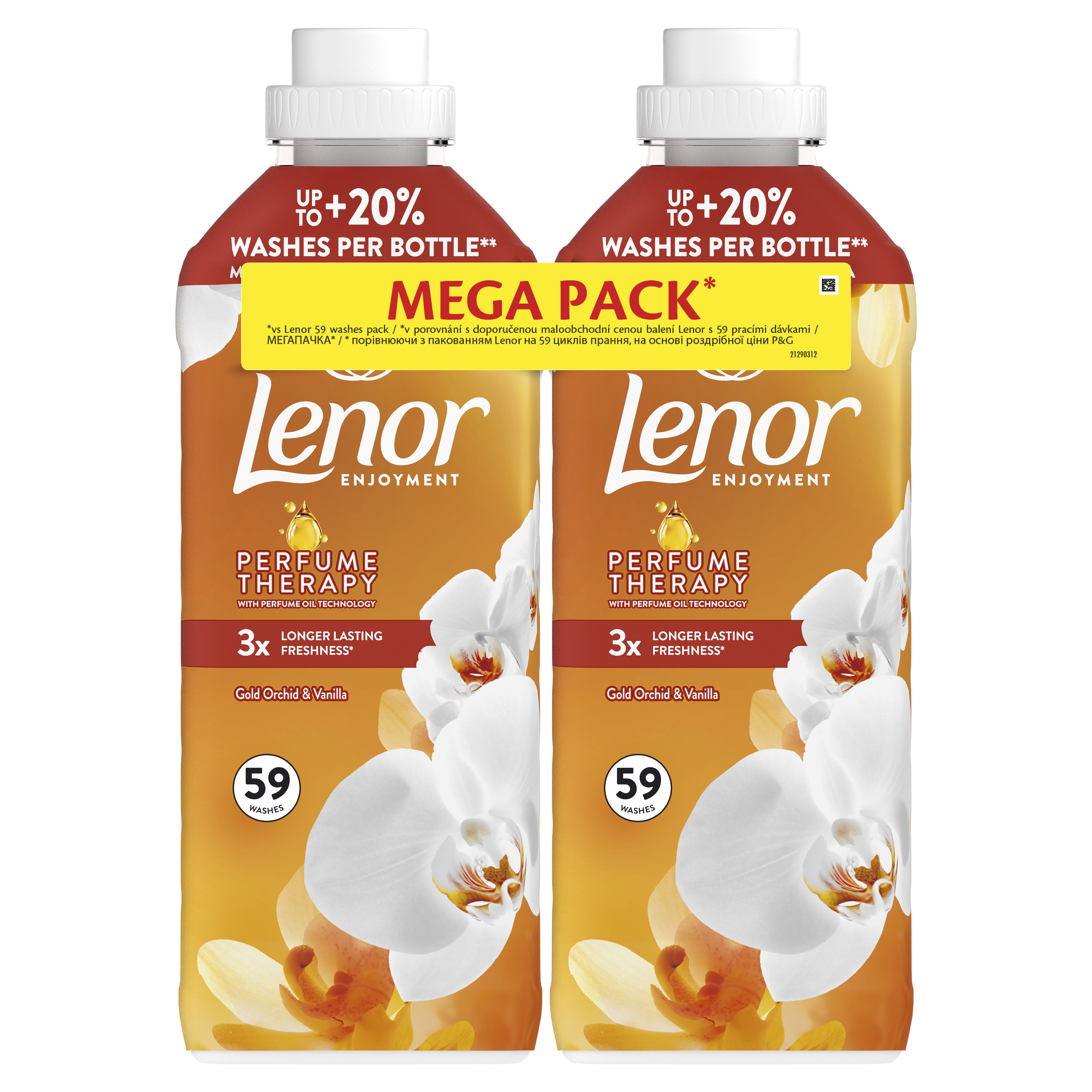 Ополаскиватель для белья Lenor Золотая орхидея и ваниль, 118 циклов стирки, 2x1,239 л
