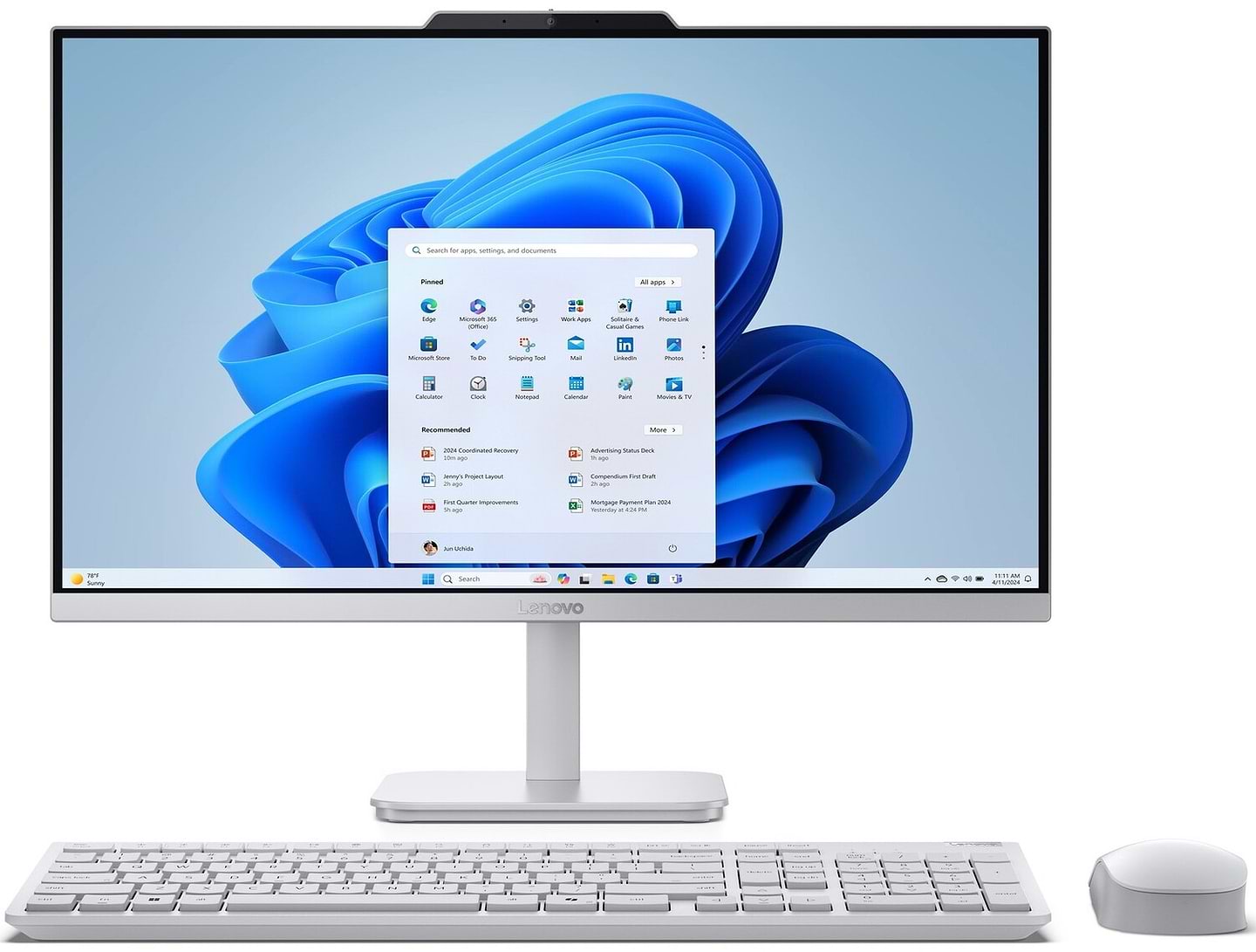 Компьютер-моноблок Lenovo A100 Cloud Grey (F0JN002TUO)