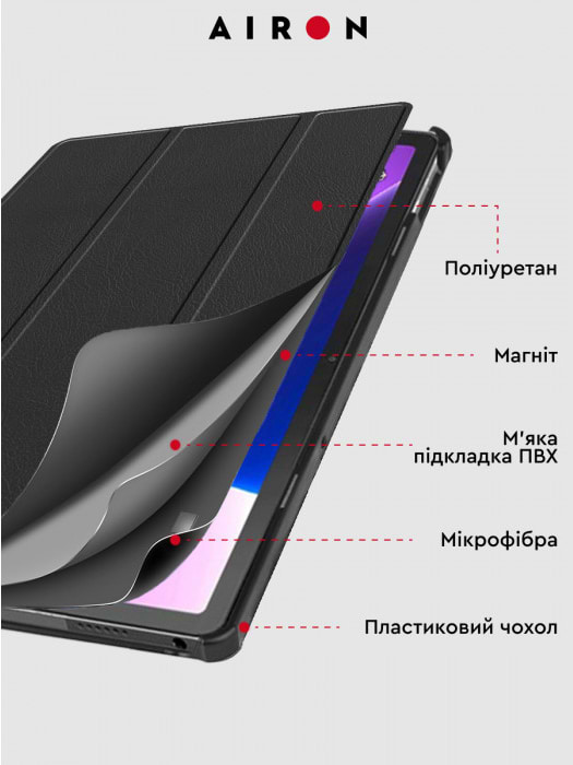 Фото - Чохол для планшету AIRON Premium for Lenovo tab M10 Plus 3rd Gen 2022 10.6 "" із захисною плівкою та серветкою Black (4822352781082)