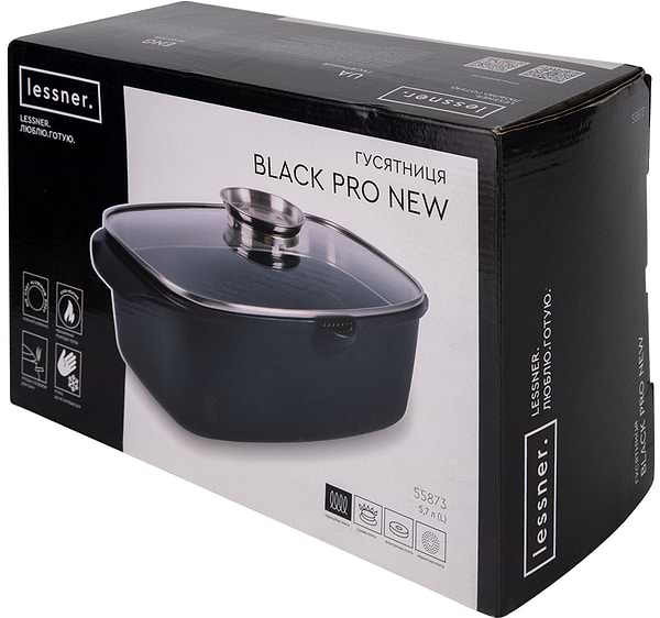 Фото - Кастрюля Lessner Black Pro New 5.6 л (55873)