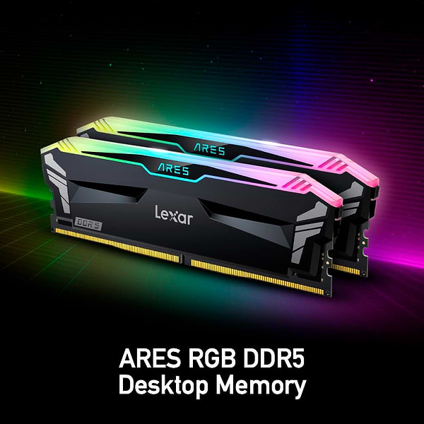 Фото - Память DDR Lexar Ares RGB Black DDR5 7200MHz 32GB Kit 2x16GB (LD5U16G72C34LA-RGD)