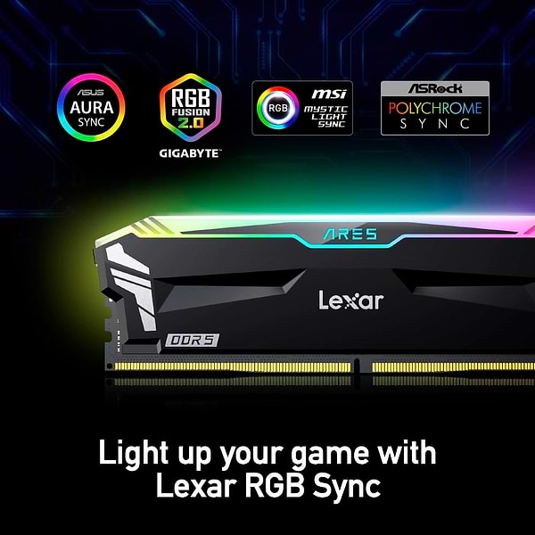 Фото - Память DDR Lexar Ares RGB Black DDR5 7200MHz 32GB Kit 2x16GB (LD5U16G72C34LA-RGD)