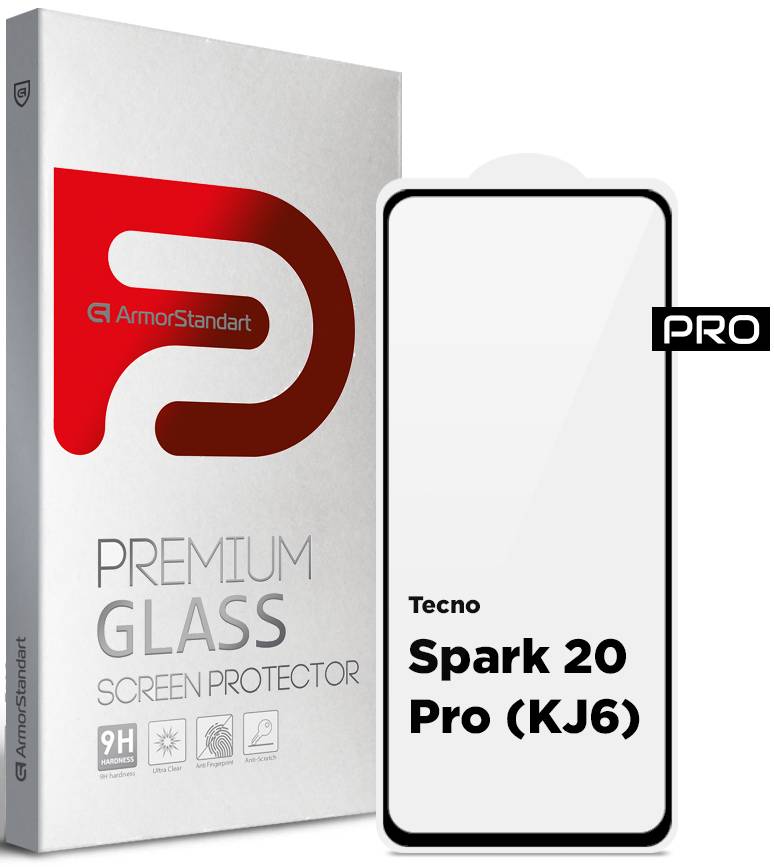 Защитное стекло для смартфона Armorstandart Pro for Tecno Spark 20 Pro (KJ6) Black (ARM74387)