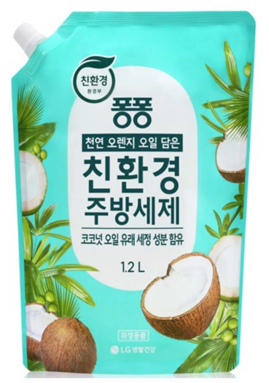 Средство для ручного мытья посуды LG Pong Pong Coconut запаска 1,2 л (8801051039436)