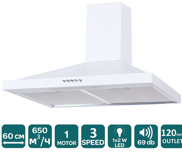 Фото - Вытяжка декоративная Ventolux LIDO 60 WH 650
