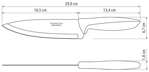 Фото - Нож кухонный Tramontina Plenus Light Grey Chef 178 мм (23426/137)