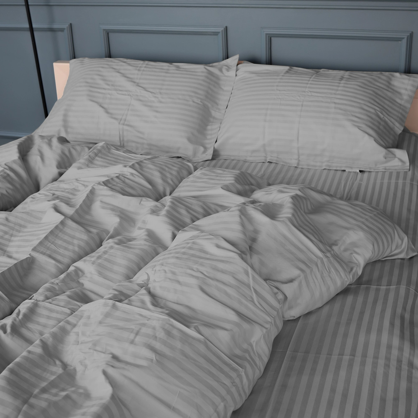 Комплект постельного белья детский MirSon Satin Stripe 30-0010 Light Gray 110х140 (2200005246146)