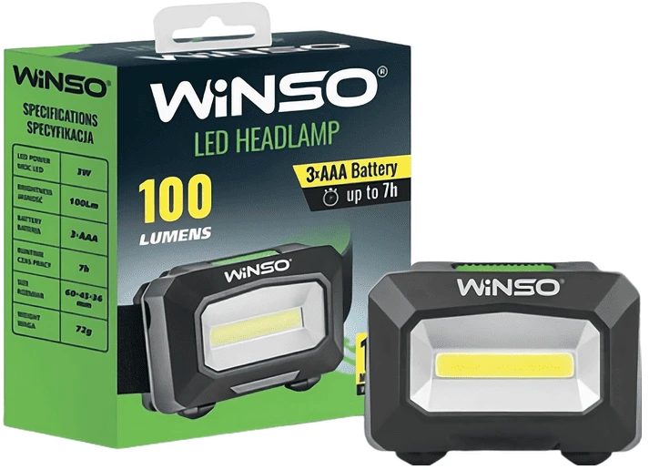Фонарь налобный Winso 100Lm, 3W COB, 3xAAA, White/Red (750100)