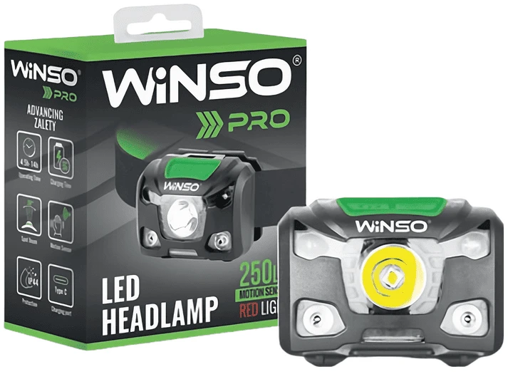 Фонарь налобный Winso 250Lm, 5W XPG , 1200mAh/3xAAA (751220)