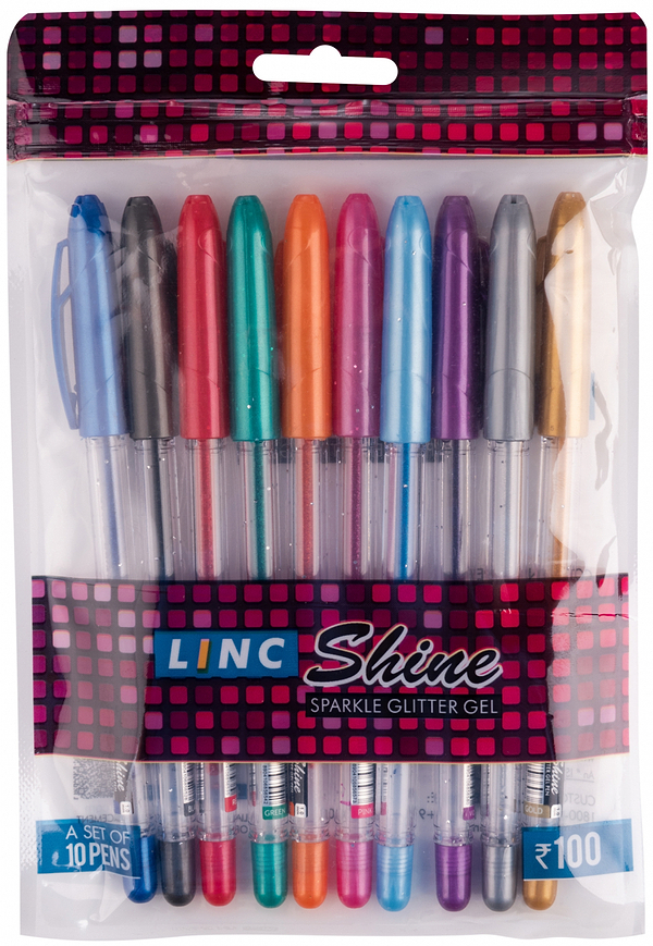 Фото - Набір ручок Linc з глітером Shine мікс кольорів 1,0 мм 10 шт. (8904106835189)