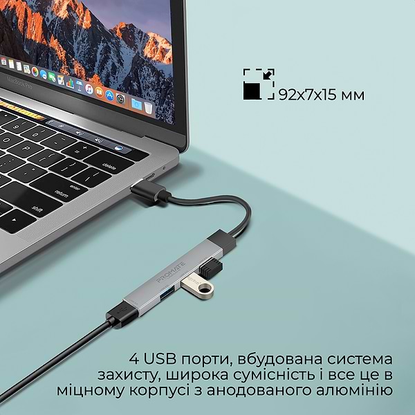 Фото - Хаб USB Promate Litehub-4 Grey