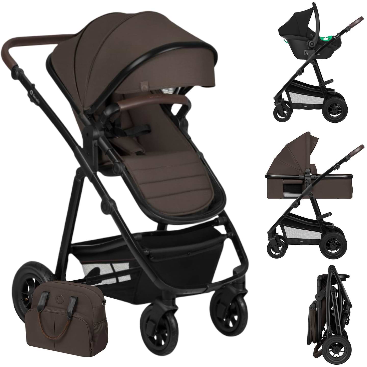 Коляска універсальна 3 в 1 Lionelo LO-AMBER 3IN1 BROWN CHOCOLATE