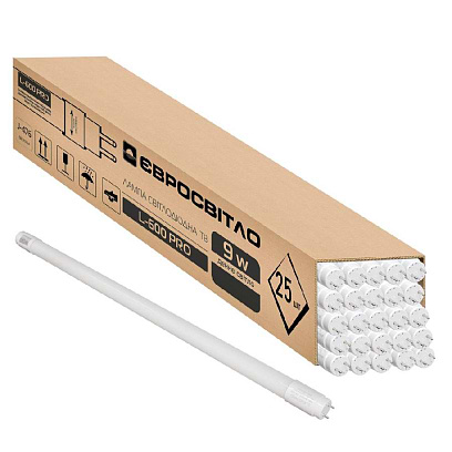 Лампочка світлодіодна Євросвітло PRO 9Вт 4200K L-600 T8 G13 25 шт. (000059481)