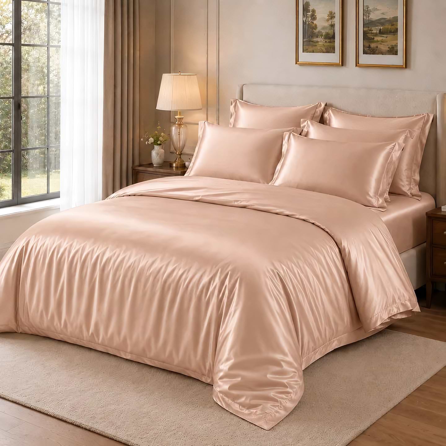 Комплект постельного белья Love You 160×220х2 тенсель 300TC персиковый тауп (ly63055)