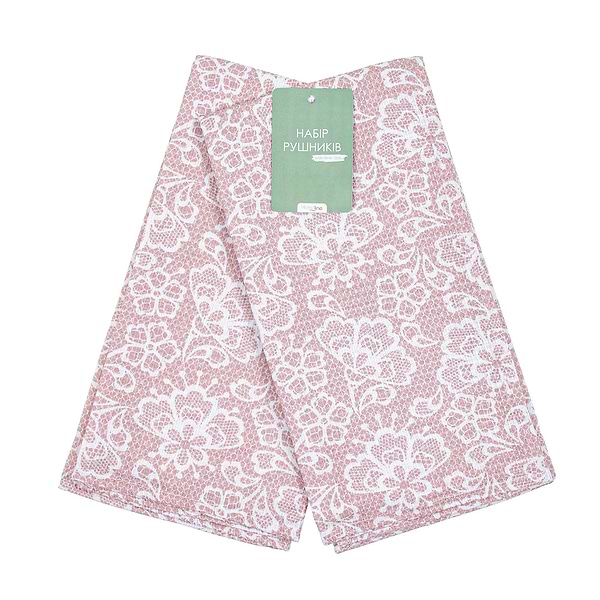 Фото - Набір рушників Home Line вафельні Щ210 Мереживо пудровий 2 шт. 45Х60 (176165)