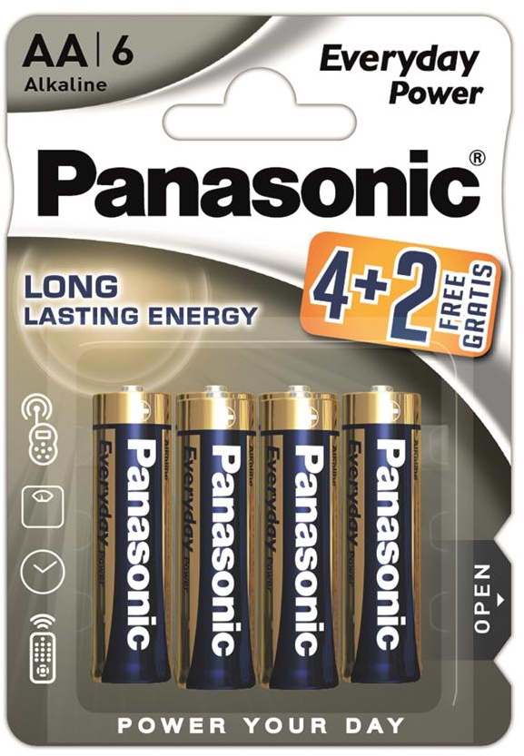 Батарейка тип AA Panasonic Everyday Power лужна AA 6 шт. (LR6REE/6B2F)