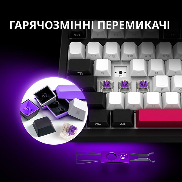 Фото - Клавіатура бездротова ігрова Lorgar KBP7075W Wireless Gaming Mechanical Pro Black-Red (LRG-KBP7075W-BK-US)