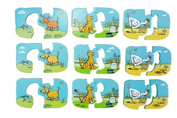 Фото - Настільна гра (до 2 років) Taka Maka Котик, собачка, курочка 3 в 1 (18 ел) - знайди відмінності (190001-UA)