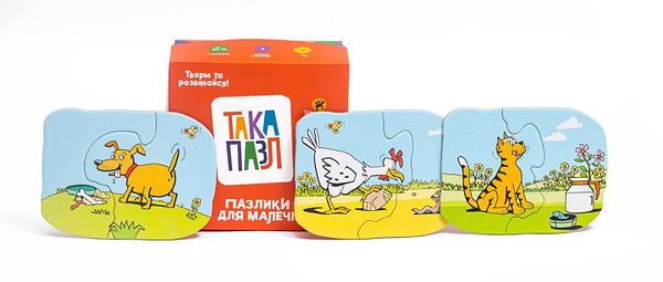Фото - Настільна гра (до 2 років) Taka Maka Котик, собачка, курочка 3 в 1 (18 ел) - знайди відмінності (190001-UA)