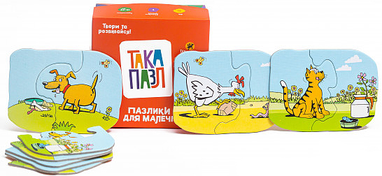 Фото - Настільна гра (до 2 років) Taka Maka Котик, собачка, курочка 3 в 1 (18 ел) - знайди відмінності (190001-UA)