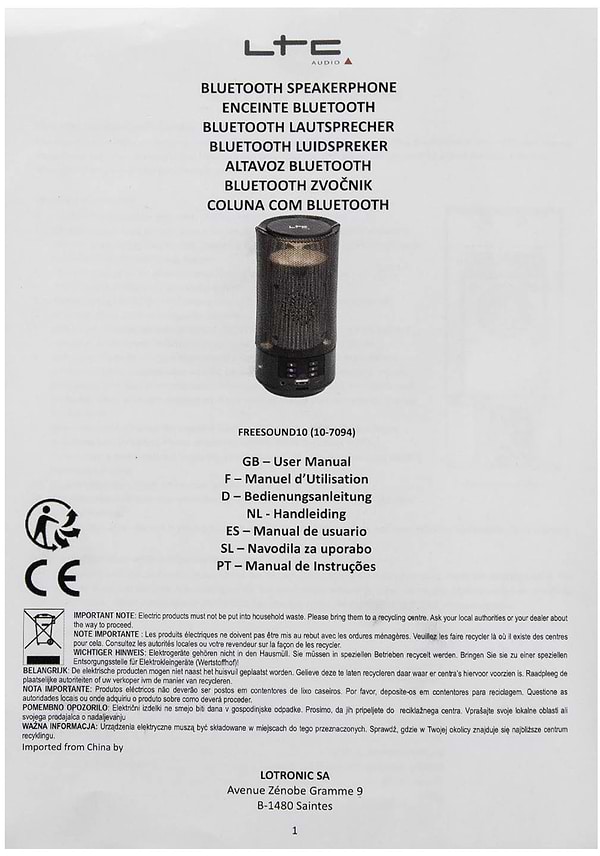 Фото - Портативна акустика LTC FreeSound 10 (10-7094)