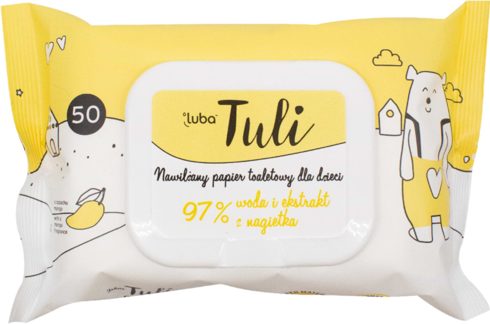 Вологий туалетний папір дитячий Luba Tuli 97% води і екстракт календули 50 шт. (LTPVBC50) - Фото 1