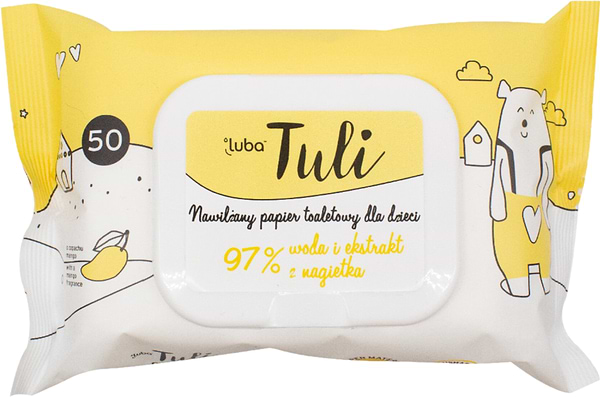 Фото - Влажная туалетная бумага детская Luba Tuli 97% воды и экстракт календулы 50 шт. (LTPVBC50)