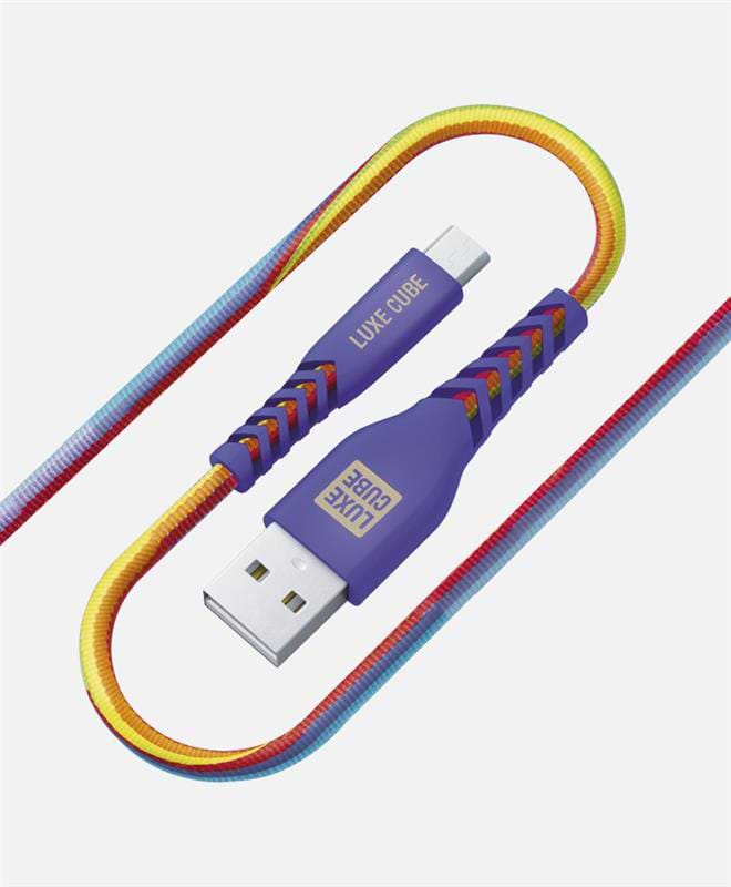 Кабель синхронізації даних Luxe Cube Kevlar USB-microUSB 1.2m Rainbow (8886668686259)