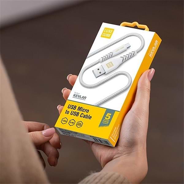 Фото - Кабель синхронізації даних Luxe Cube Kevlar USB-microUSB 1.2m White (8886668686266)