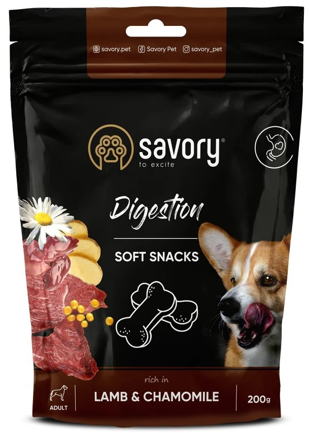 Ласощі для собак Savory Digestion Lamb and Chamomile 200 г (4820232631348)
