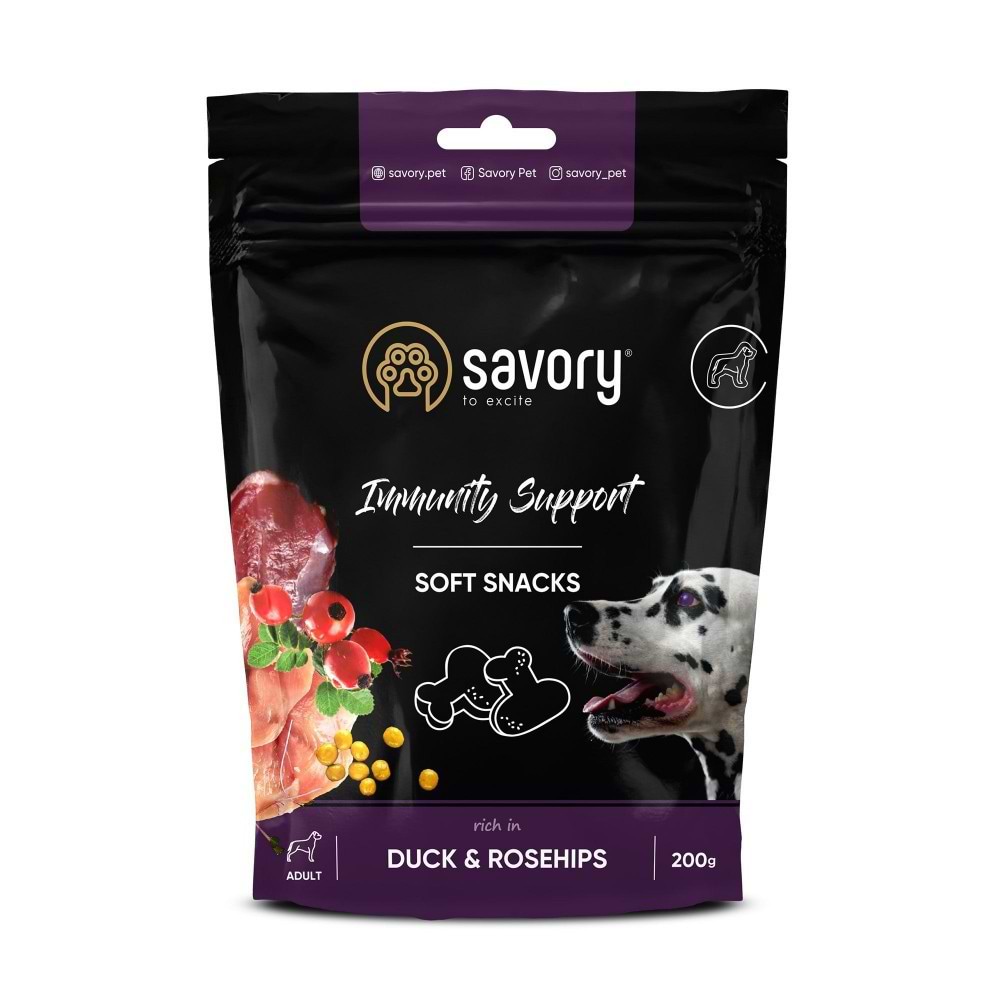 Ласощі для собак Savory  Immunity Duck and Rosehip 200 г (4820232631331)