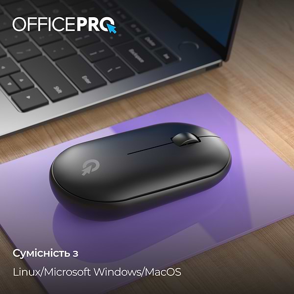 Фото - Миша бездротова OfficePro Silent Click Wireless Black (M185B)