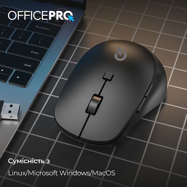 Фото - Миша бездротова OfficePro Silent Click Ergonomic Wireless Black (M305B)