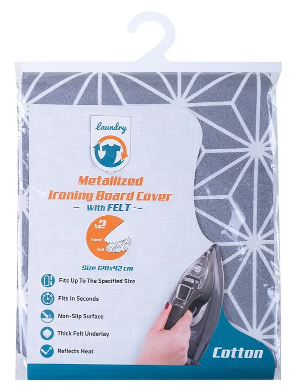 Фото - Уцінка - Чохол для прасувальної дошки Laundry 38-42*120см, металізов. з повстю, M42M-001U #
