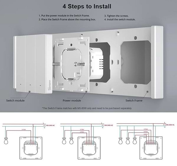 Фото - Встроенный выключатель Sonoff M5-3C-80W