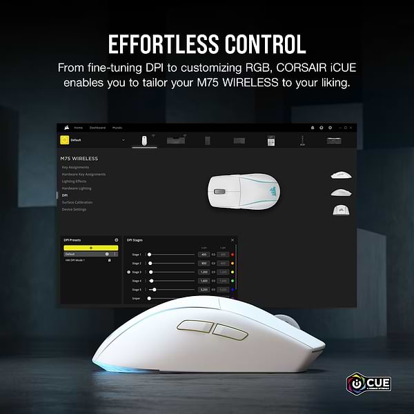 Фото - Мышь беспроводная игровая Corsair M75 WIRELESS Lightweight RGB Gaming White (CH-931D011-EU)